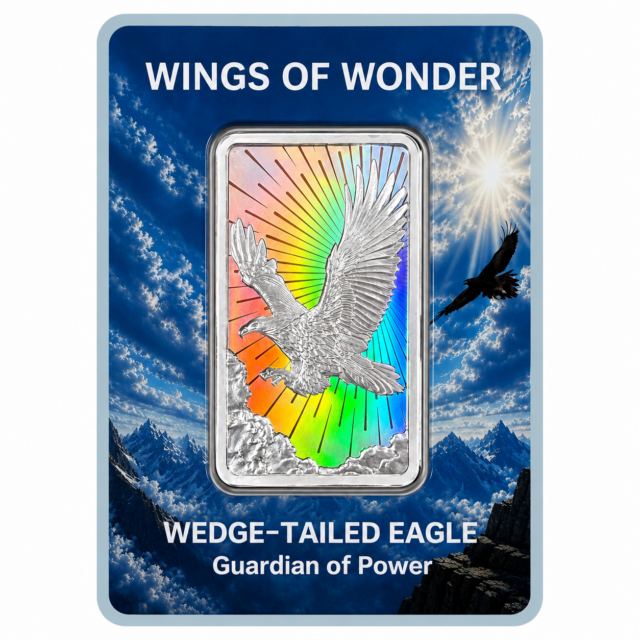 2026 Wings of Wonder Wedge-Tailed Eagle 1oz Silver Hologram Minted Bar