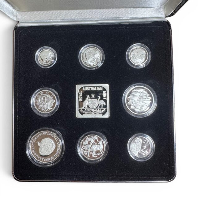 1991 Masterpieces in Silver – 25th Anniversary of Decimal Currency 9-Coin Proof Set