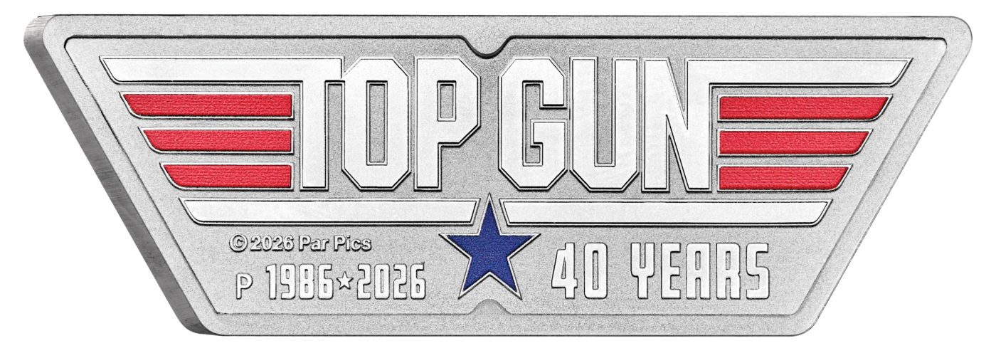 40 Years of Top Gun 2026 1oz Silver Coloured Logo-Shaped Coin