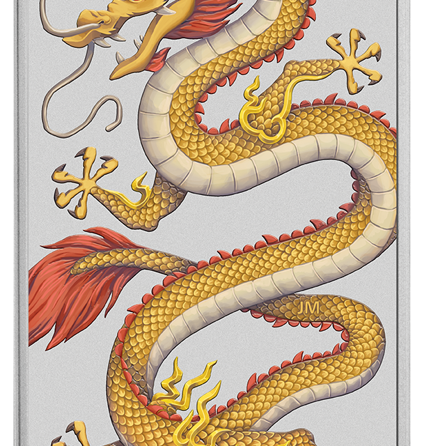 Golden Dragon 2026 1oz Silver Coloured Rectangular Coin