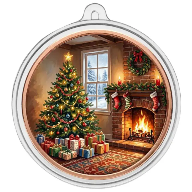 Scottsdale Christmas by the Fireplace 1oz Copper Colourised Round
