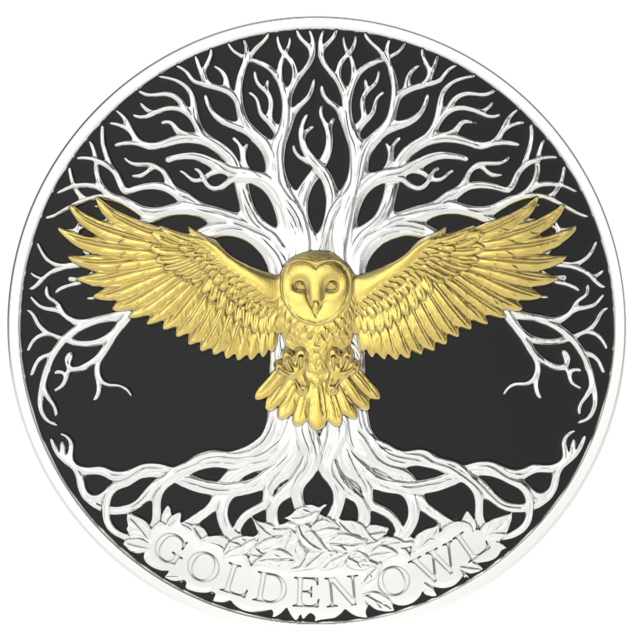2026 Pitcairn Islands Golden Owl $5 1oz Silver High Relief Proof Coin