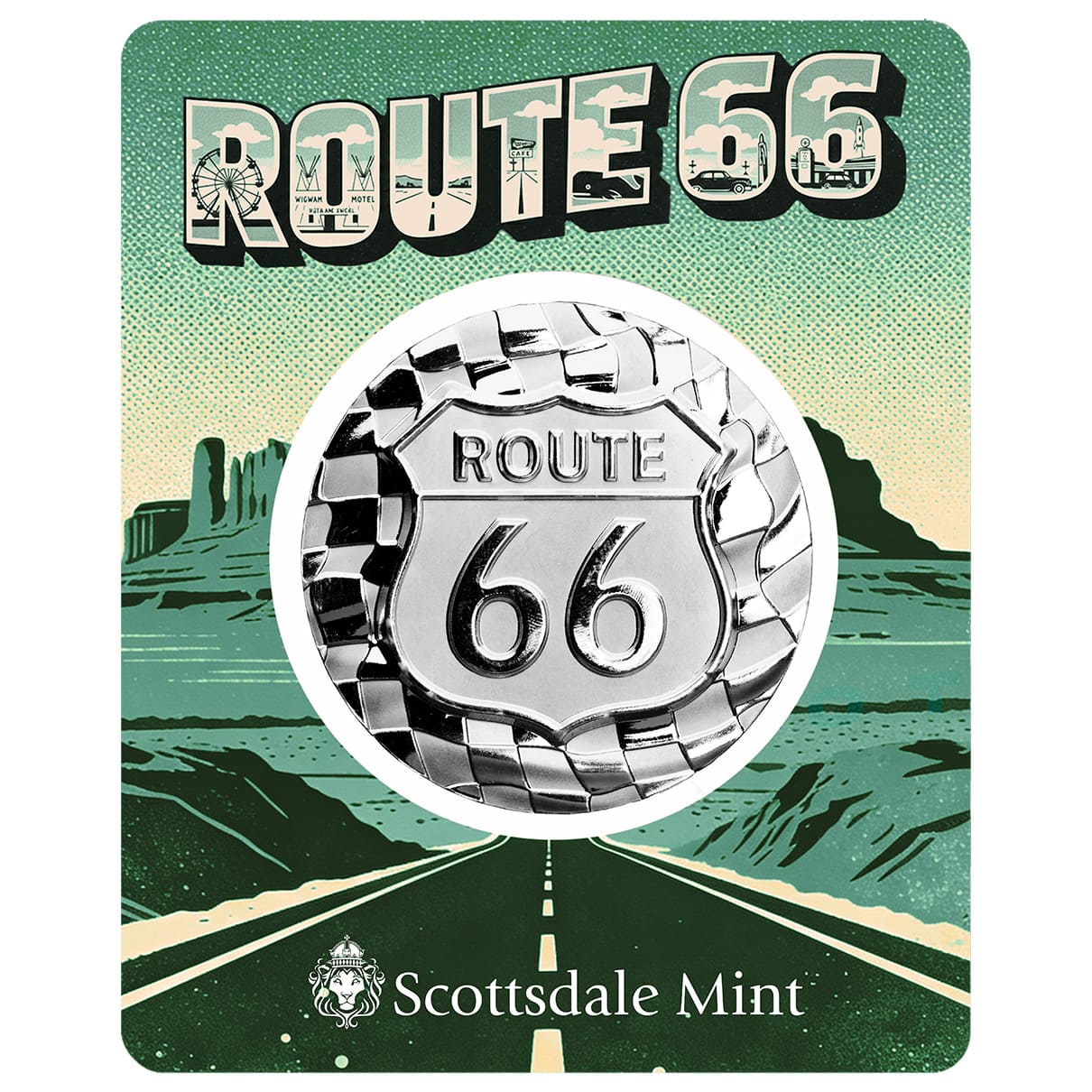 Scottsdale Route 66 Stacker 1oz Silver Round in Certilock